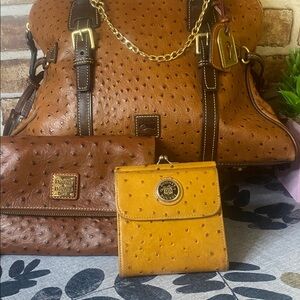 Dooney & Bourke Ostrich Bristol Florentine 3 piece smiley dinner